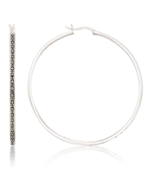 image of Marcasite and Inside Out 48mm Round Hoops in Sterling Silver