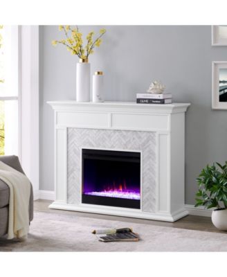 Anika Marble Tiled Color Changing Electric Fireplace