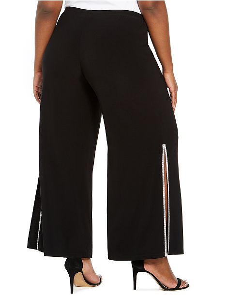 MSK Plus Size Rhinestone Side-Slit Pants & Reviews - Dresses - Plus ...