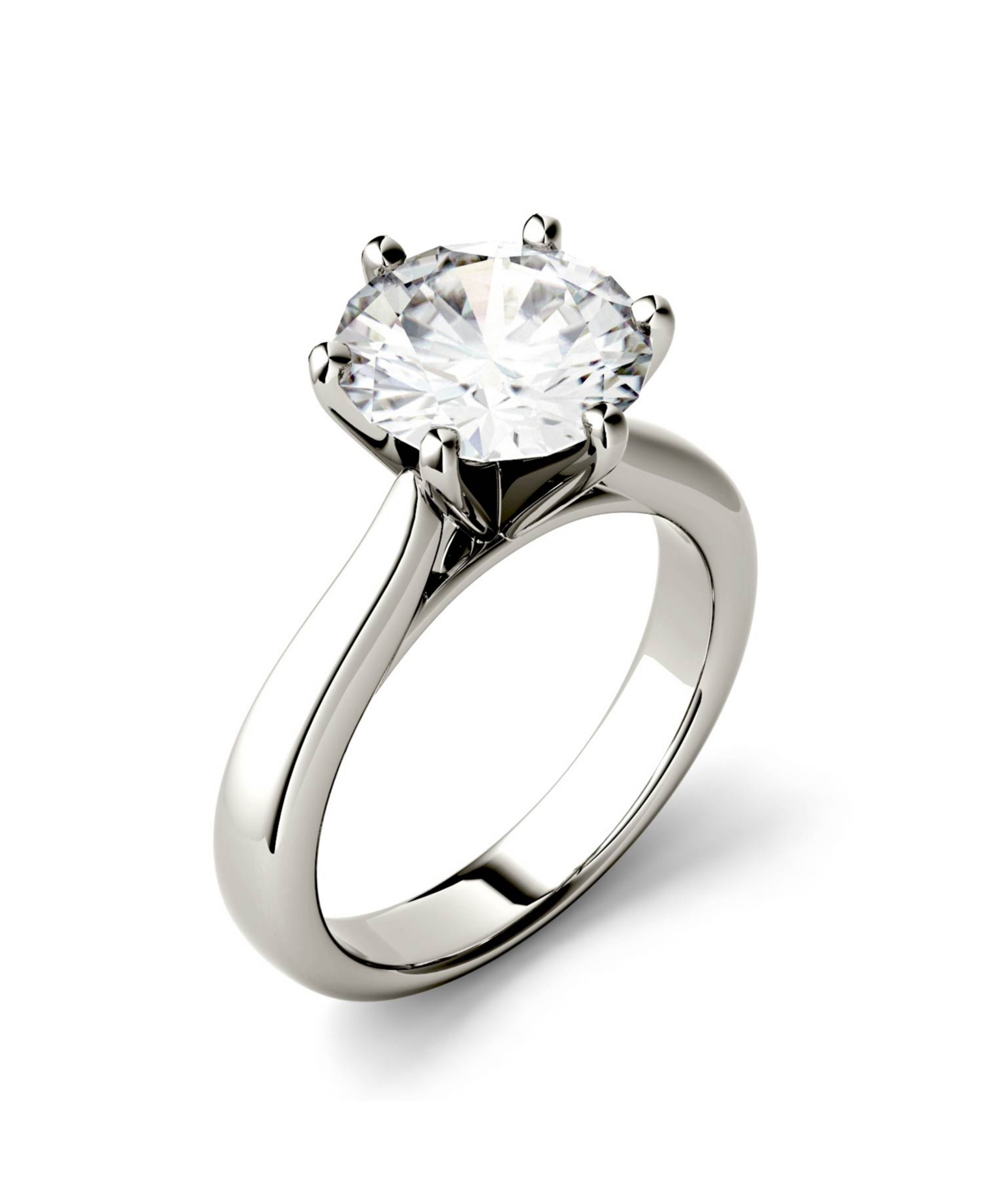 Charles & Colvard Moissanite Solitaire Engagement Ring 3-1/10 Ct. T.w. Diamond Equivalent In 14k White Or Yellow Gold In White Gold
