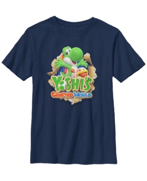 Fifth Sun Nintendo Big Boy's Yoshi's Crafted World Poochy Burst Game Logo Short Sleeve T-Shirt