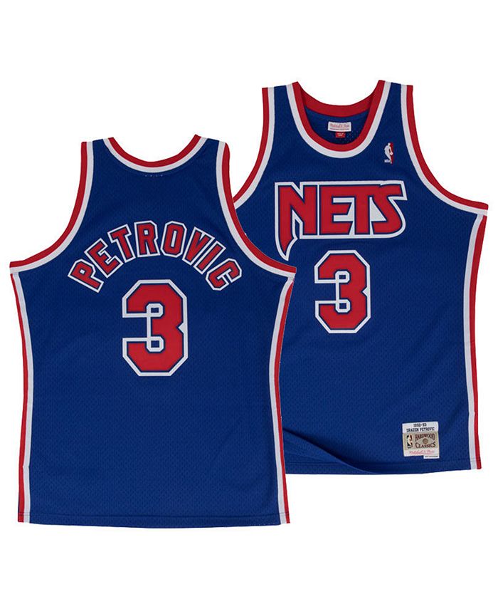 Mitchell & Ness Drazen Petrovic Blue/Red New Jersey Nets Hardwood Classics Tie-Dye Name & Number Tan