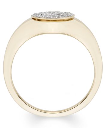 Macy's - Diamond (1/5 ct. t.w.) Pave Signet Ring in 14k Yellow or Rose Gold