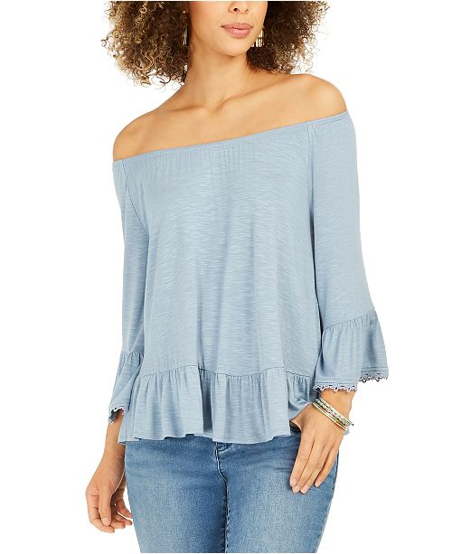 Style & Co Petite Off-The-Shoulder Ruffled Top, Created for Macy's ...