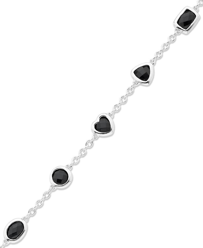 Macy's - Multi-Shaped Black Onyx (6mm & 7 x 5 mm) Bracelet in Sterling Silver