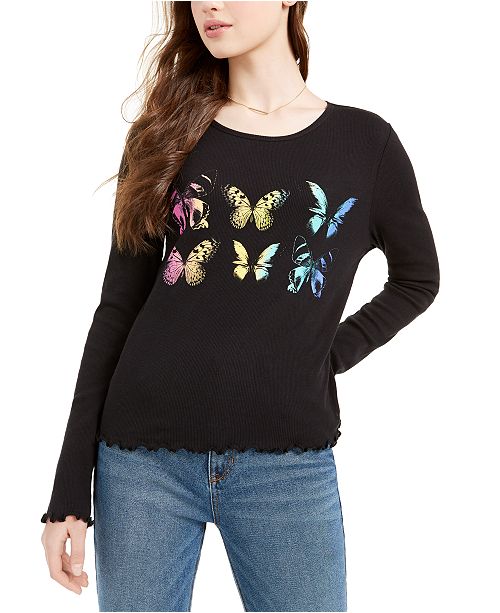 Rebellious One Juniors Butterfly Top Reviews Tops Macy S