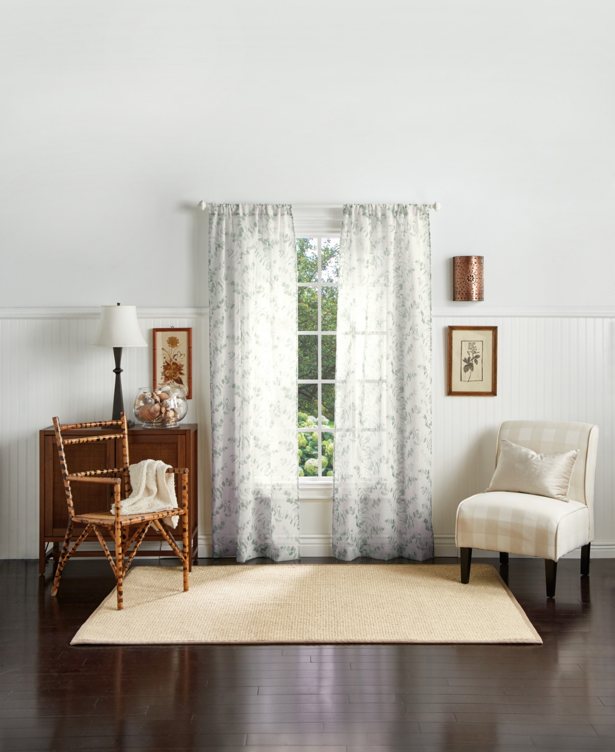 Martha Stewart Collection Eucalyptus Poletop Curtain Panel, 95", Created For Macy's In Grey