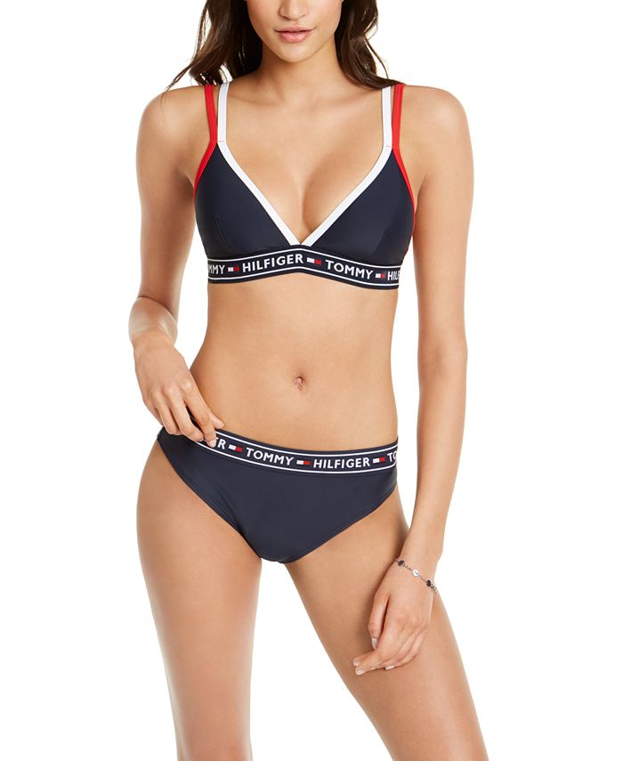 Tommy Hilfiger Logo Double Strap Bikini Top & Mid-Rise Bottoms & Reviews - Swimsuits & Cover-Ups - Women -
