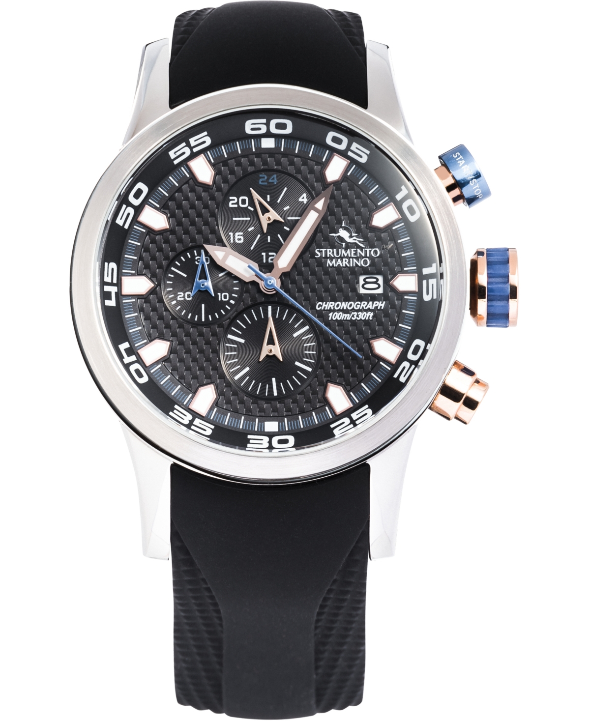 Strumento Marino Men's Speedboat Black Silicone Performance Timepiece Watch 46mm