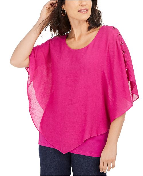 JM Collection Gauze Cape Gauze Top, In Regular and Petite, Created for