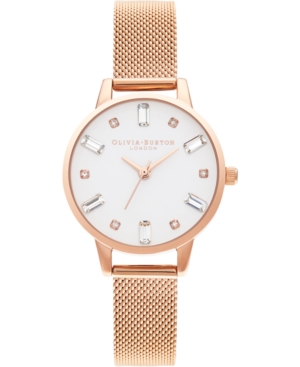 image of Olivia Burton Women-s Rose Gold-Tone Stainless Steel Mesh Bracelet Watch 30mm