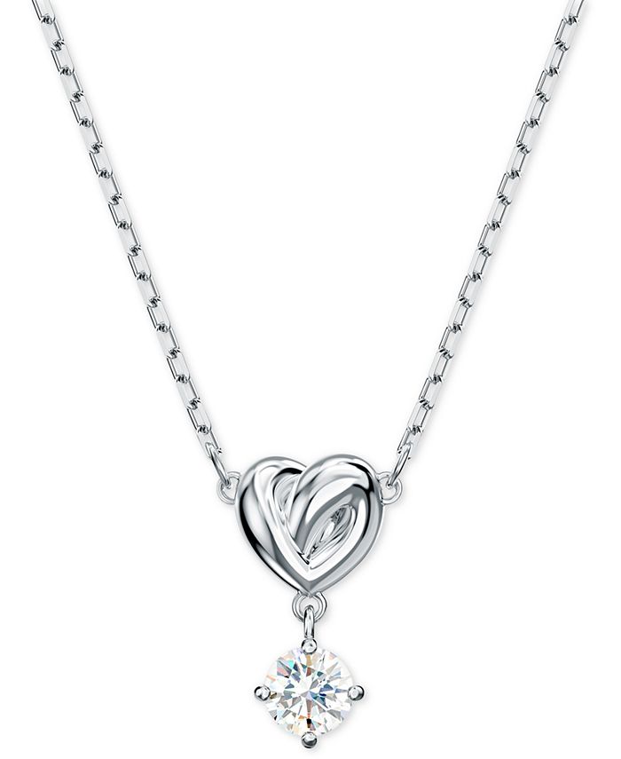 Swarovski - Heart Knot & Crystal Pendant Necklace, 14-7/8" + 2" extender