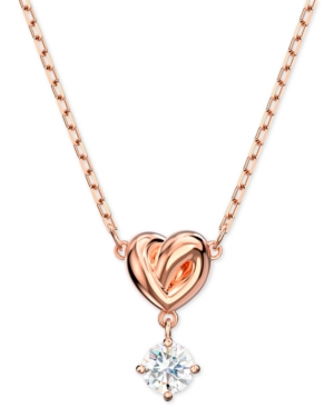 image of Swarovski Heart Knot & Crystal Pendant Necklace, 14-7/8