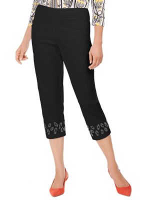 JM Collection - Embellished-Hem Cropped Pants