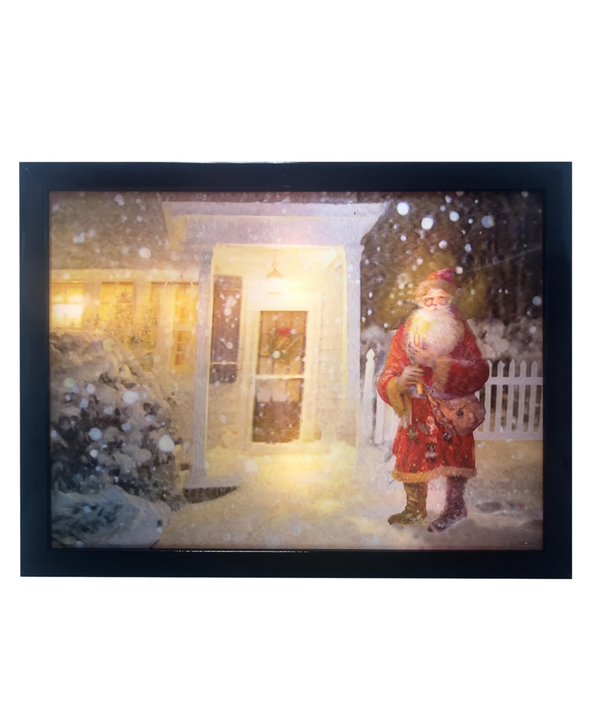 Kurt Adler 15.7-inch Battery-operated 3d Led Framed Christmas Scene And Santa Art In Multicolored