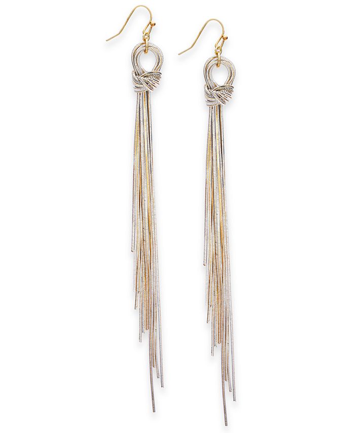 Thalia Sodi Two Tone Multi Chain Knotted Linear Drop Earrings