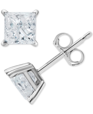 image of Diamond Princess Stud Earrings (1 ct. t.w.) in 14k White Gold