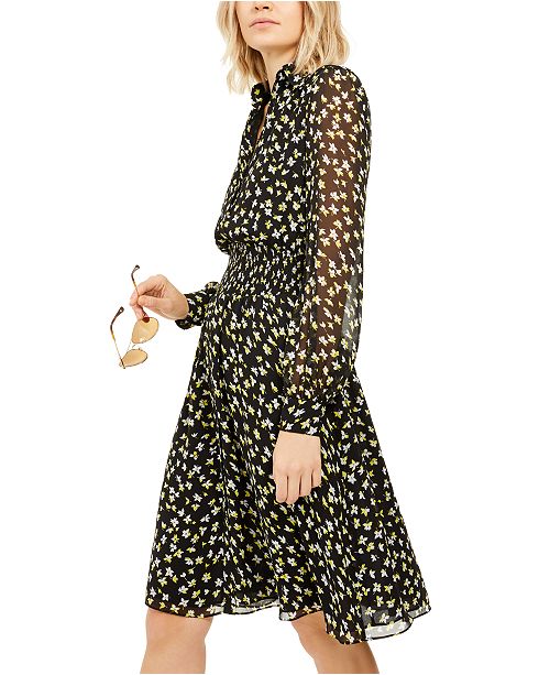 Michael Kors Tossed Lilies Smocked Dress Reviews Women
