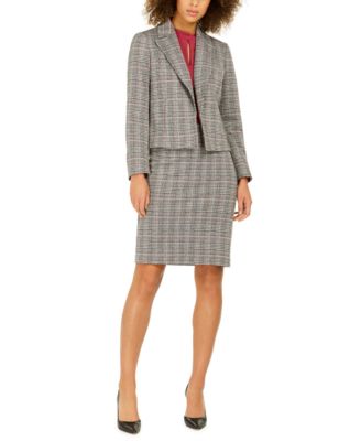 Nine West Notch-Collar Plaid Jacket 