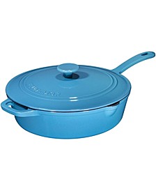 Enameled Cast Iron Skillet Deep Saute Pan with Lid