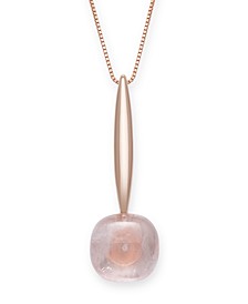 Rose Quartz 12x7mm Pendant with 18" Chain in Rose Gold over Silver