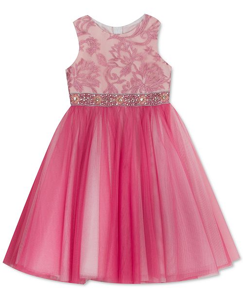 Rare Editions Toddler Girls Embroidered Sparkle Tulle Dress