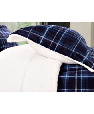 Plaid Micromink/Sherpa Reversible Down Alternative Microsuede Comforter Sets