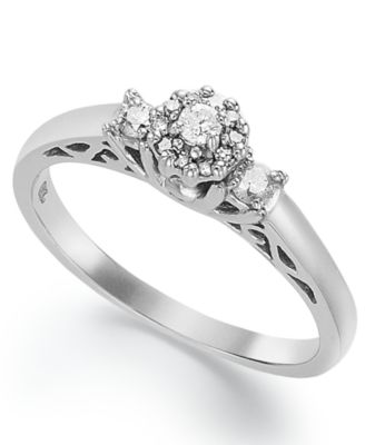 Macy's - Round-Cut Diamond Engagement Ring in Sterling Silver (1/5 ct. t.w.)