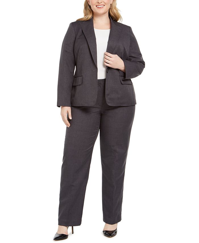 Le Suit Plus Size Striped Pantsuit & Reviews - Wear to Work - Plus ...