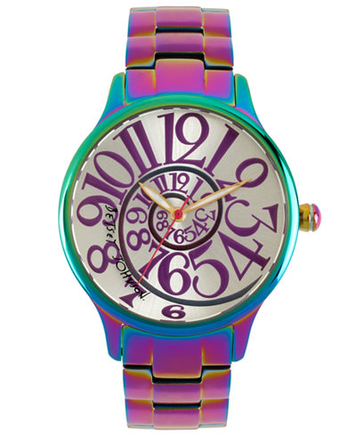 Betsey Johnson Watch, Women's Rainbow Stainless Steel Bracelet 39mm BJ00040-11