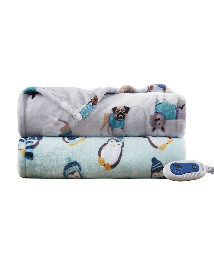 Beautyrest Oversized Plush Novelty Printed Electric Throw, 60" x 70