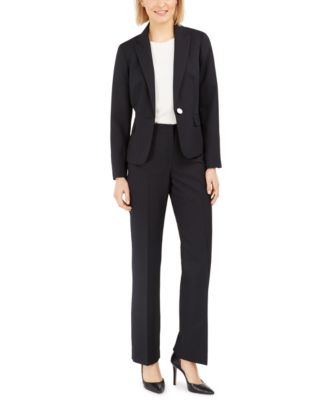 Le Suit Pinstripe One-Button Pantsuit - Macy's