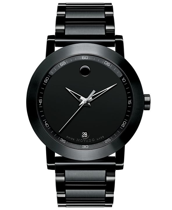 Movado Men's Swiss Museum Sport Black PVD-Finish Stainless Steel ...