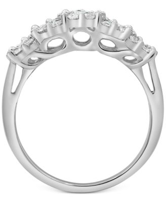 Lab-Created Diamond Horizontal Cluster Statement Ring (1 ct. t.w.) in Sterling Silver