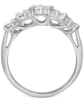 Forever Grown Diamonds - Lab-Created Diamond Horizontal Cluster Statement Ring (1 ct. t.w.) in Sterling Silver