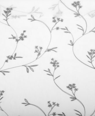 Delia Embroidered Floral Sheer Rod Pocket Curtain Panel