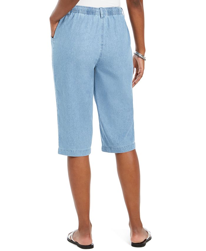 Karen Scott Cropped Cotton Pull-On Denim Pants, Created for Macy's - Macy's