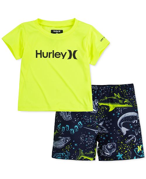 Hurley Baby Boys 2 Pc Dri Fit Upf 50 Logo Print T Shirt Shorts