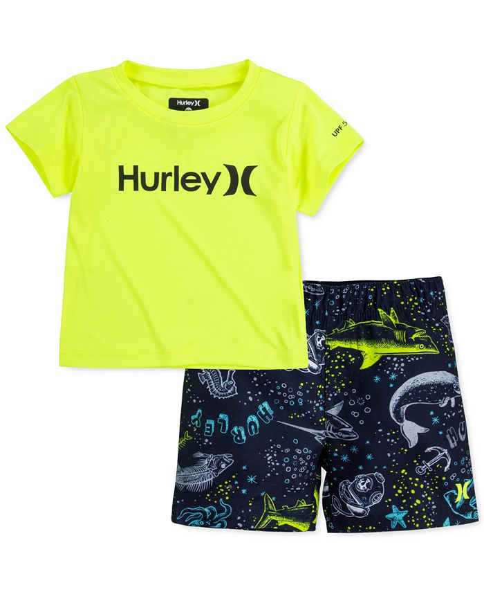 Hurley Baby Boys 2-Pc. Dri-FIT UPF 50+ Logo-Print T-Shirt & Shorts Set ...