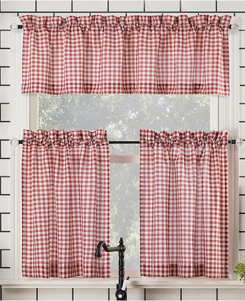 No 918 Parkham 54 X 36 Farmhouse Plaid Valance And Tiers Set Reviews Curtains Drapes Window Treatments Blinds Macy S