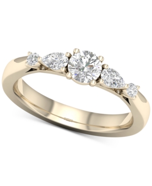 image of Diamond Round & Pear Engagement Ring (1 ct. t.w.) in 14k Gold