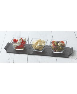 Libbey - Slate Rectangular Server with 3 Bowls
