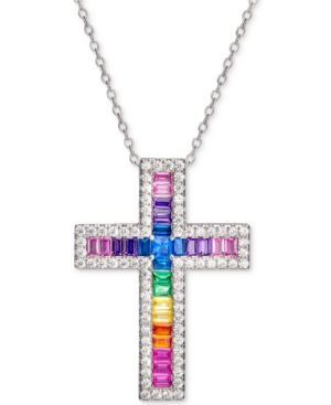 image of Cubic Zirconia Rainbow Baguette Cross 18