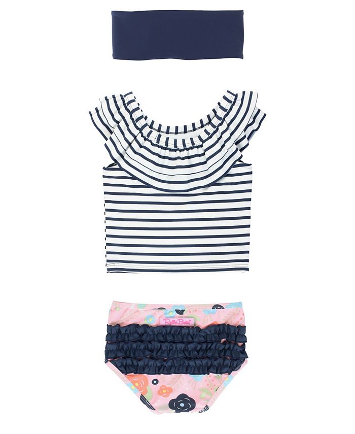 RuffleButts Baby Girls Ruffled Tankini Swimsuit Swim Headband Set, 2 ...