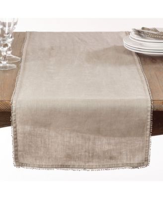 Pom Pom Design Linen Dining Room Table Runner