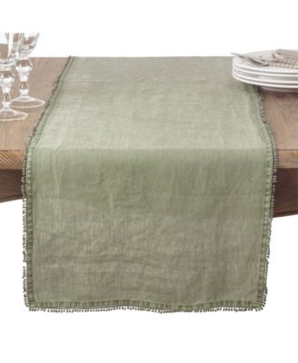 Pom Pom Design Linen Dining Room Table Runner