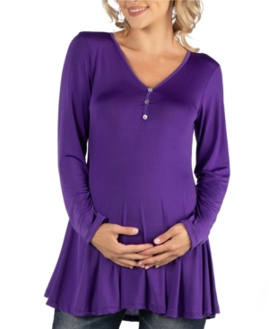 image of 24Seven Comfort Apparel Flared Long Sleeve Henley Maternity Top
