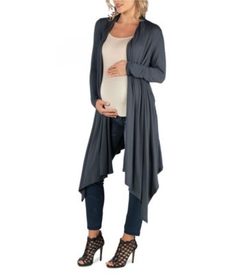 Long Sleeve Knee Length Open Maternity Cardigan