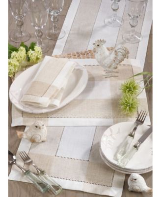 Timeless Linen Blend Table Runner with Hemstitch Accents