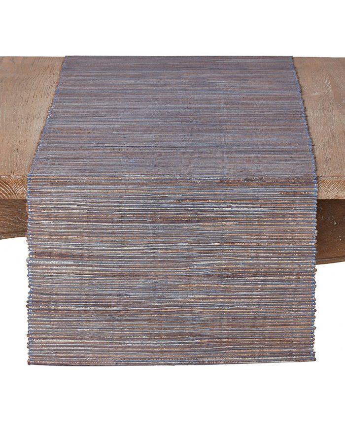 Saro Lifestyle Shimmering Woven Nubby Texture Water Hyacinth Table Runner - Blue